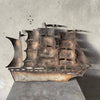 Vintage Torch Cut Steel "Taninos" Italian Restaurant Sail Ship Display