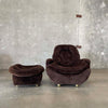 1970's Plush Chair w/Footstool