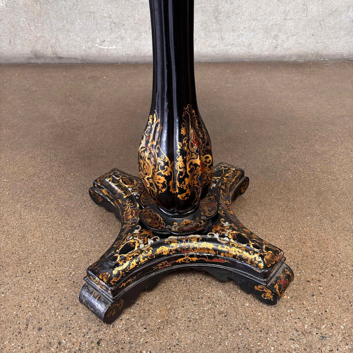 Antique Hand Painted Flip Top Side Table on Castors