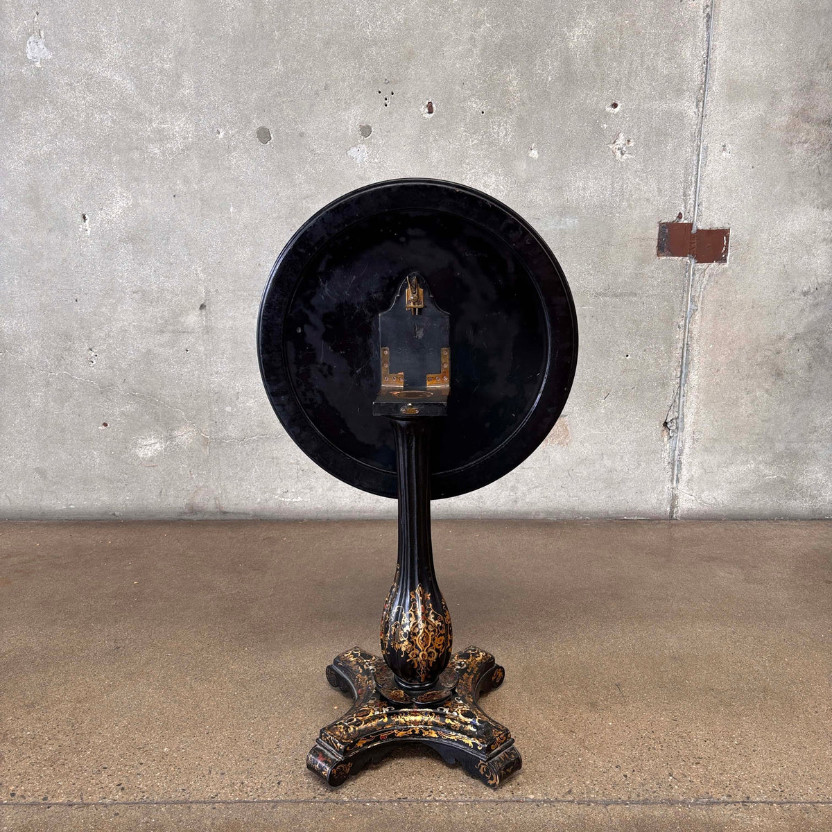Antique Hand Painted Flip Top Side Table on Castors