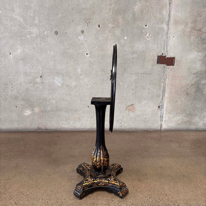 Antique Hand Painted Flip Top Side Table on Castors
