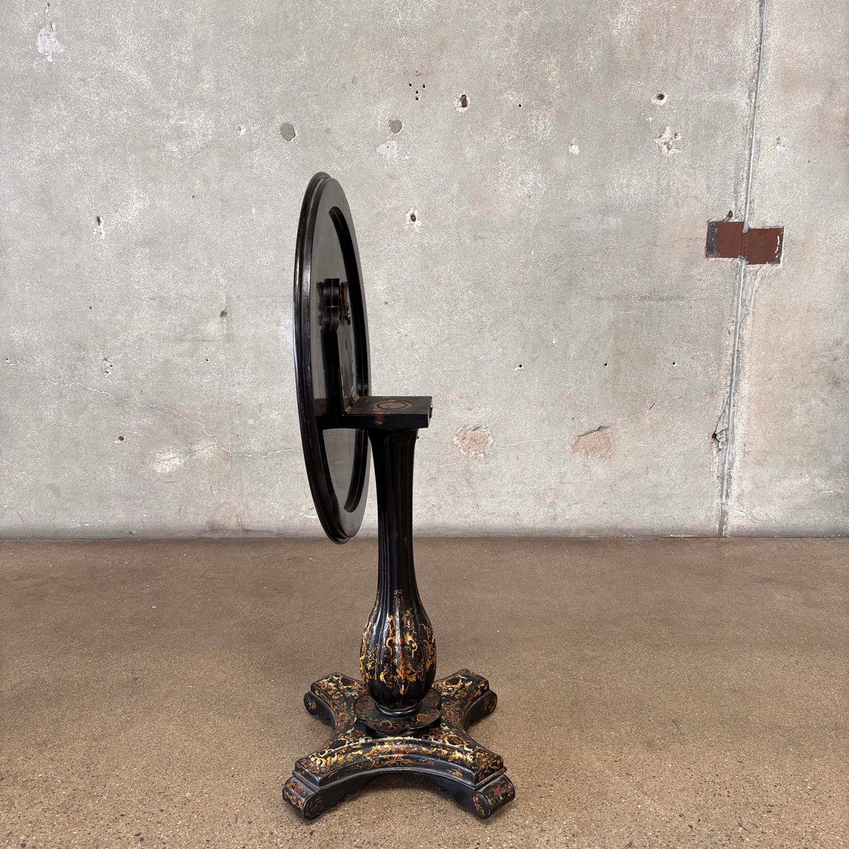 Antique Hand Painted Flip Top Side Table on Castors