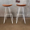 Pair of Teak Counter Stools - HOLD