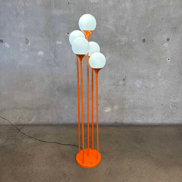1970's Five Light Cascading Ball Globe Orange Floor Lamp