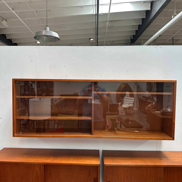 Floating Teak Credenza w/ Glass Doors