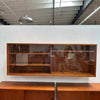 Floating Teak Credenza w/ Glass Doors