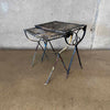 Pair of Vintage Mesh + Iron Stacking Patio Side Tables