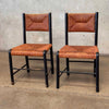 Pair of Blank and Tan Dining Chairs w/Grass Cord Seats