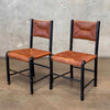 Pair of Blank and Tan Dining Chairs w/Grass Cord Seats