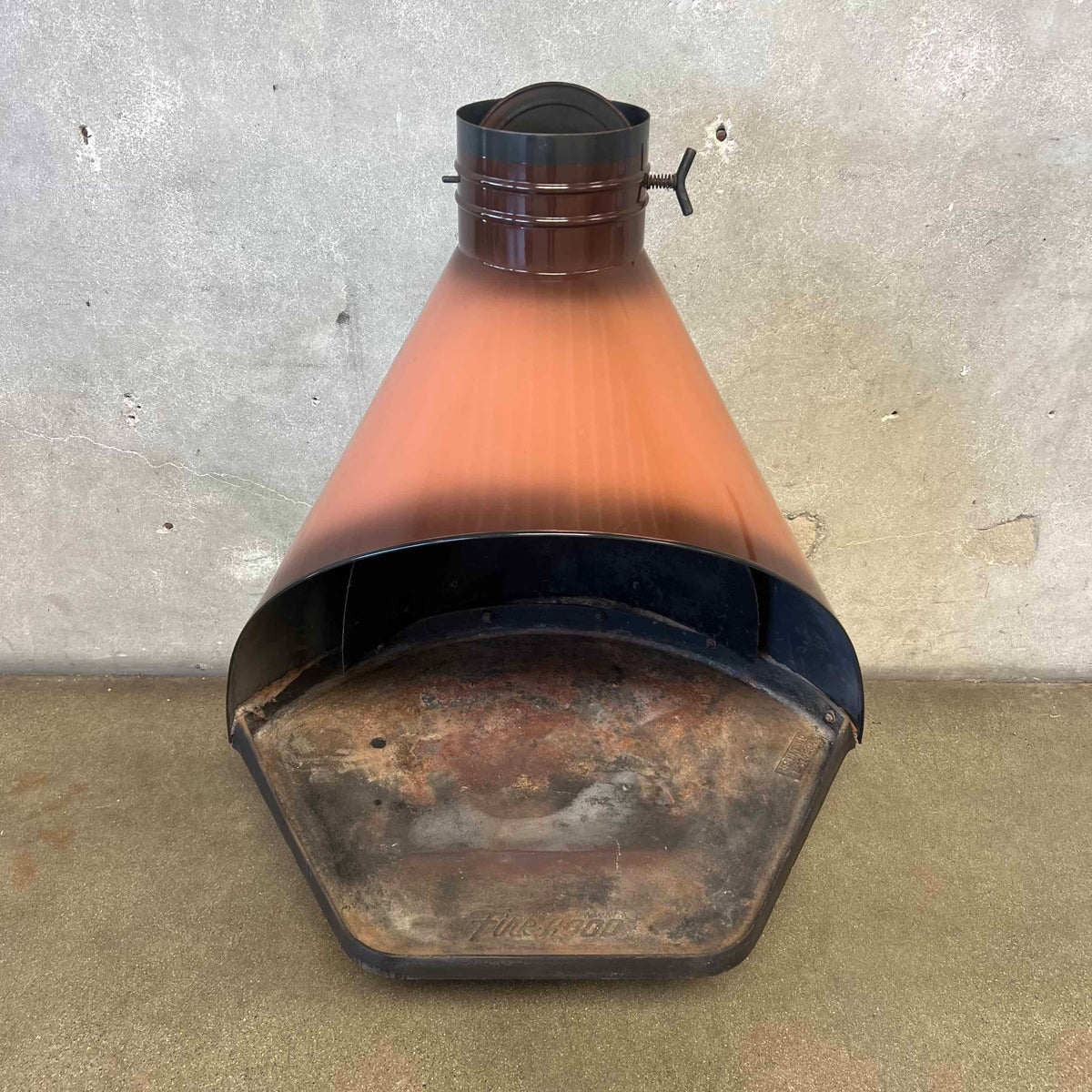 Vintage Mid Century Modern Brown Majestic "Fire Hood" Fireplace