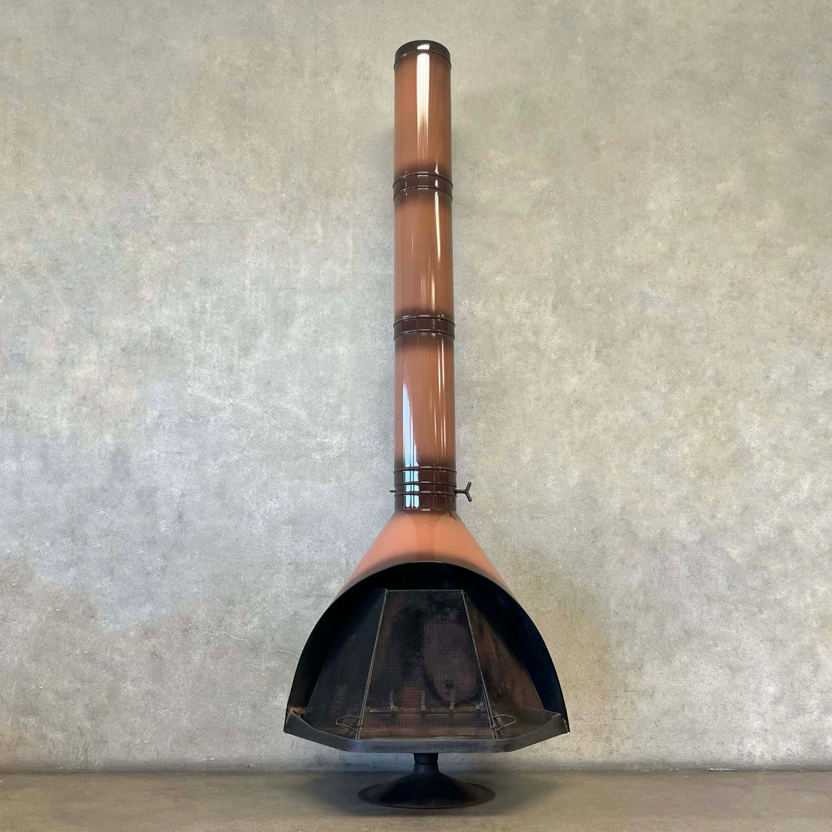Vintage Mid Century Modern Brown Majestic "Fire Hood" Fireplace