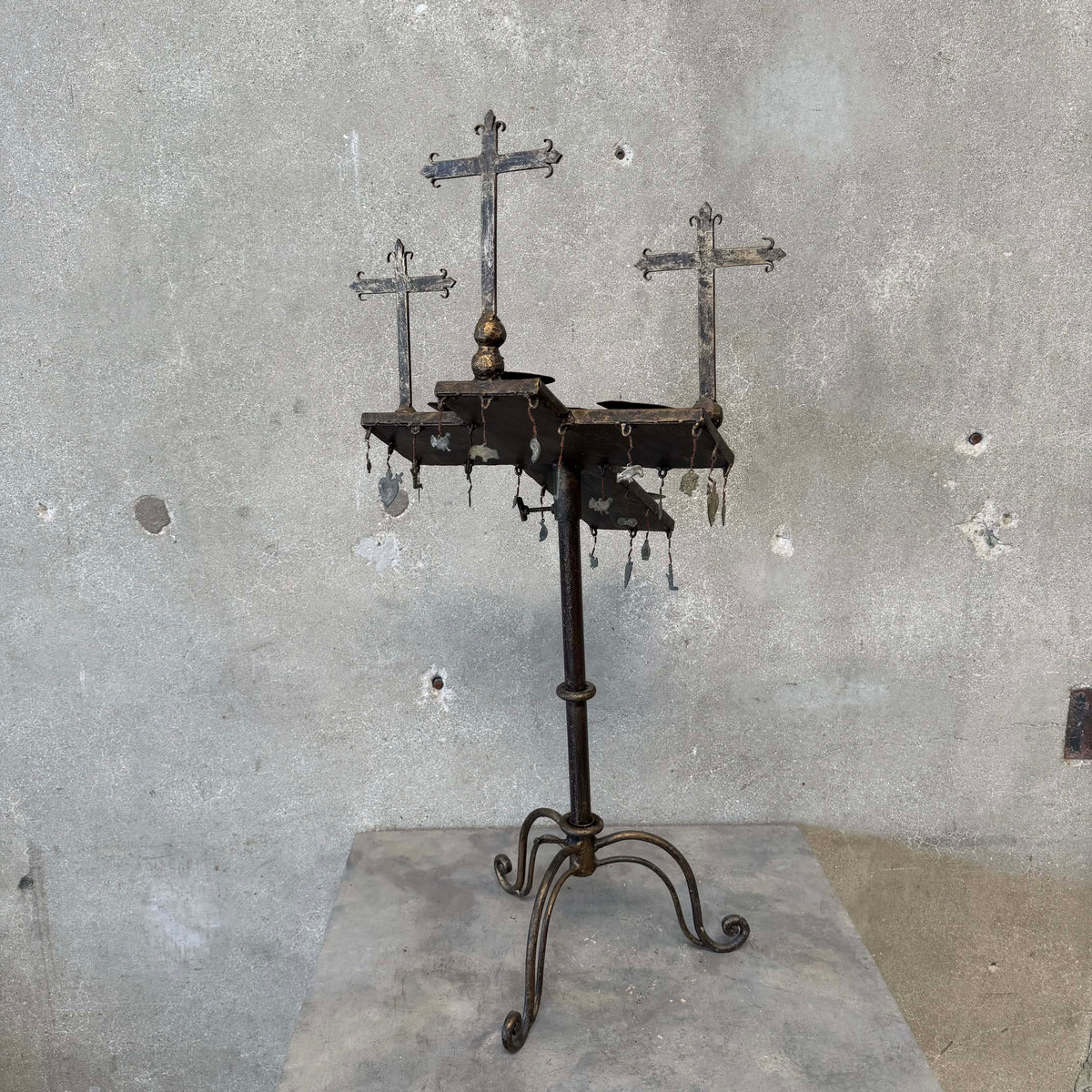 Vintage Gothic Wrought Iron 6 Light Devotional Candle Stand