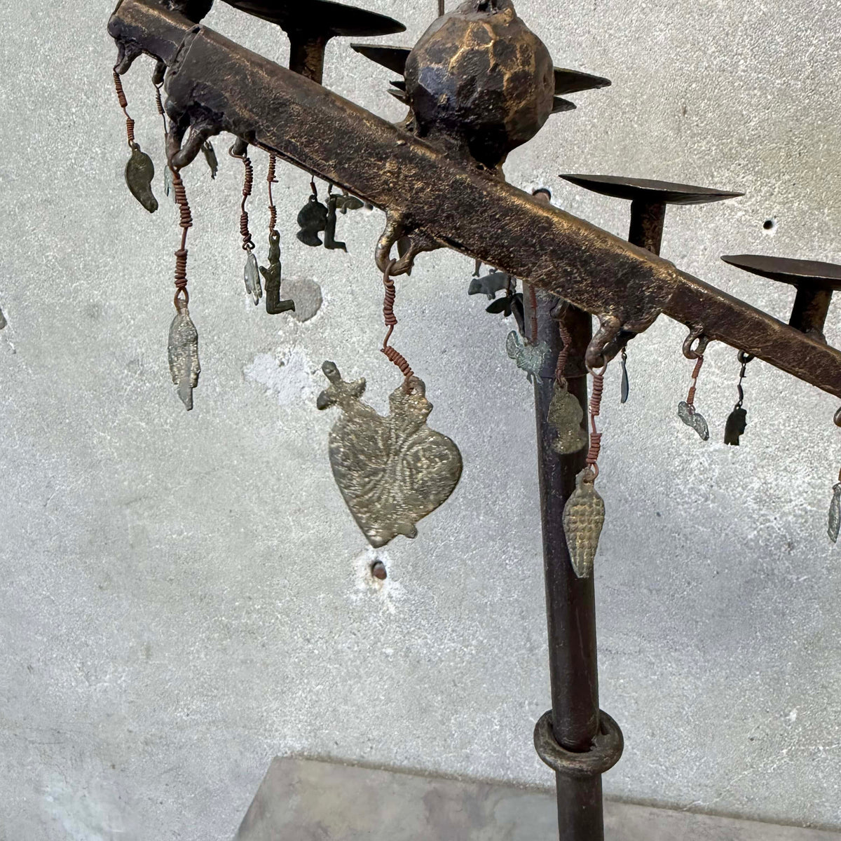 Vintage Gothic Wrought Iron 6 Light Devotional Candle Stand