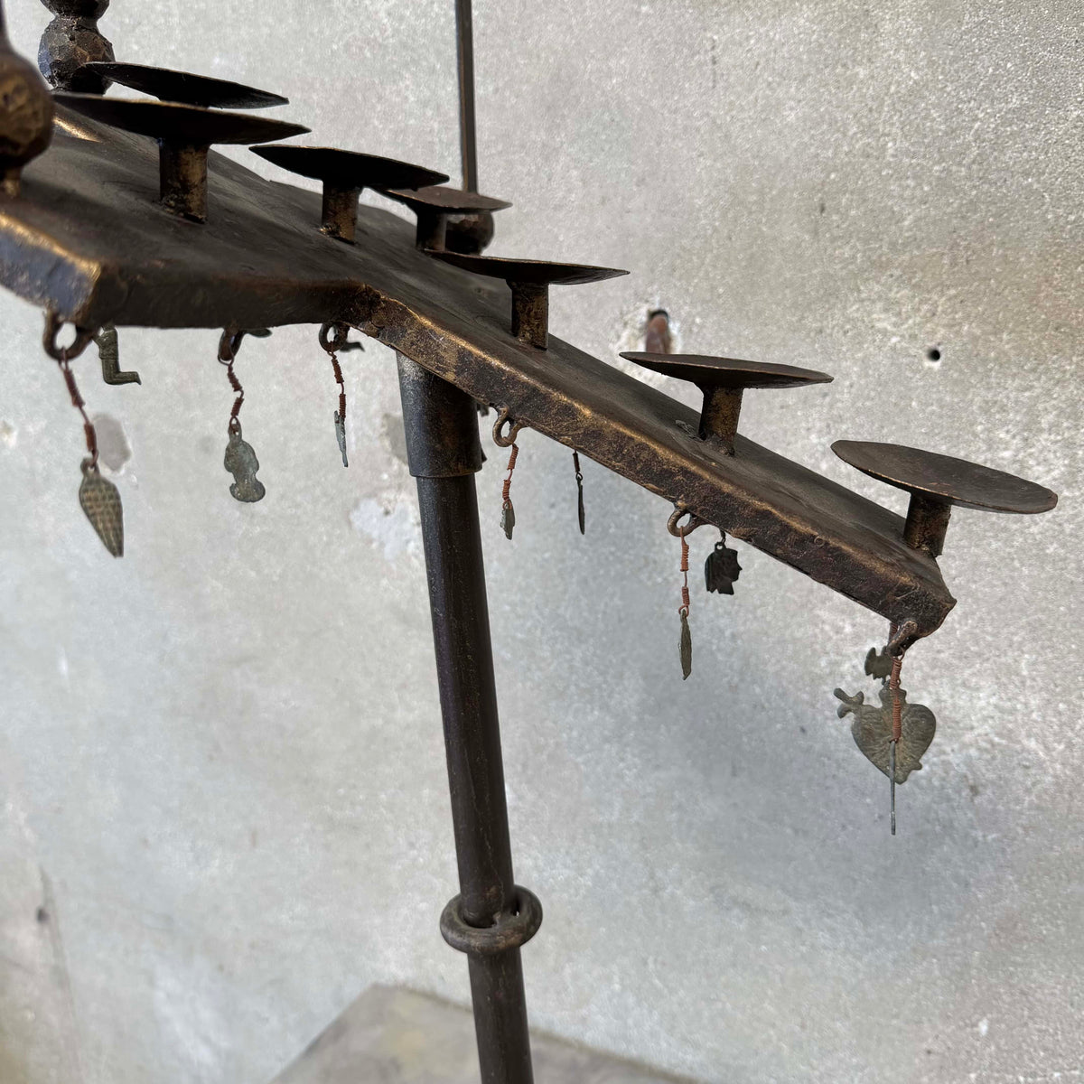 Vintage Gothic Wrought Iron 6 Light Devotional Candle Stand