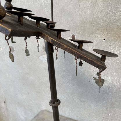 Vintage Gothic Wrought Iron 6 Light Devotional Candle Stand