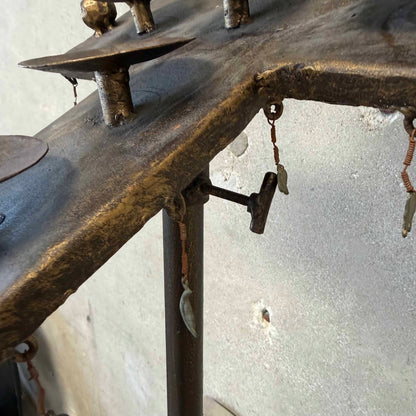 Vintage Gothic Wrought Iron 6 Light Devotional Candle Stand
