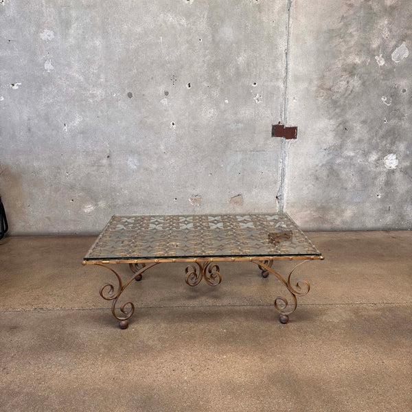 Mid Century Hollywood Regency Glass Top Coffee Table