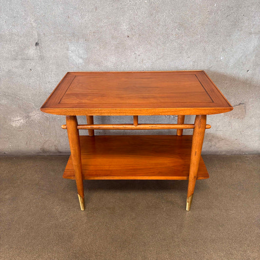 Vintage Mid Century Modern Copenhagen Walnut Side Table Shelf By Lane