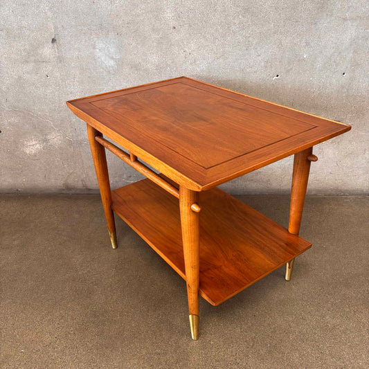 Vintage Mid Century Modern Copenhagen Walnut Side Table Shelf By Lane