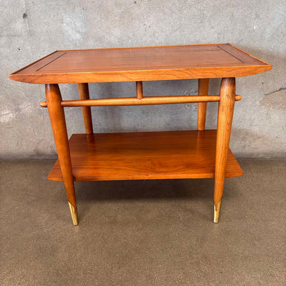 Vintage Mid Century Modern Copenhagen Walnut Side Table Shelf By Lane