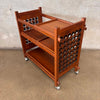 Vintage Mid Century Modern Teak Bar Cart With Interchangeable Shelving