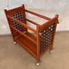Vintage Mid Century Modern Teak Bar Cart With Interchangeable Shelving