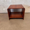 Walnut Bent Plywood Side Table With Bottom Shelf