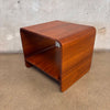 Walnut Bent Plywood Side Table With Bottom Shelf