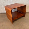 Walnut Bent Plywood Side Table With Bottom Shelf