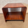 Walnut Bent Plywood Side Table With Bottom Shelf
