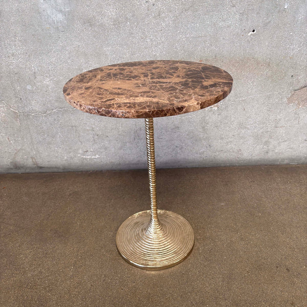 Small Brass Base With Marble Top Side Table
