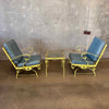 1962 Wrought Iron Spring Swivel Lounge Chairs & Table