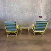 1962 Wrought Iron Spring Swivel Lounge Chairs & Table