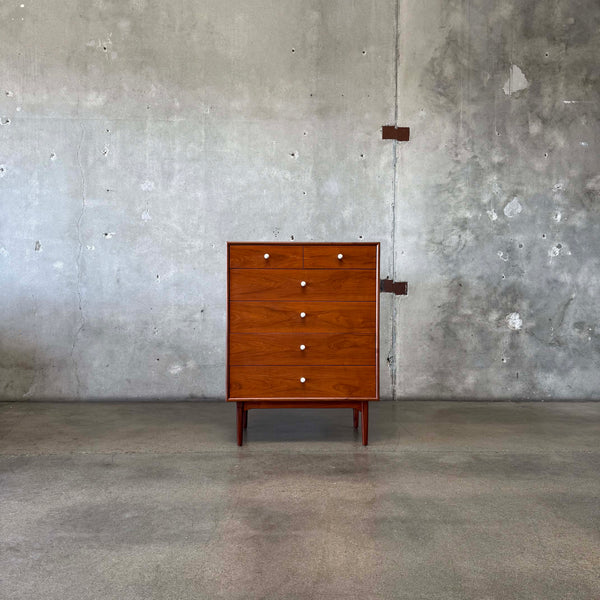 Mid Century Modern Walnut Highboy Dresser By Kipp Stewart For Drexel Declaration