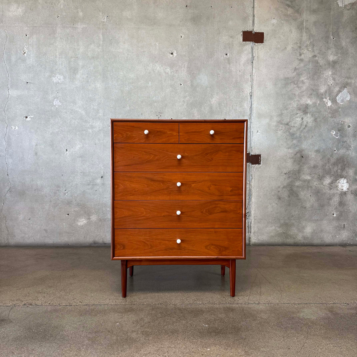 Mid Century Modern Walnut Highboy Dresser By Kipp Stewart For Drexel Declaration