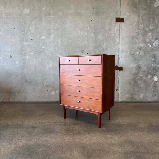 Mid Century Modern Walnut Highboy Dresser By Kipp Stewart For Drexel Declaration
