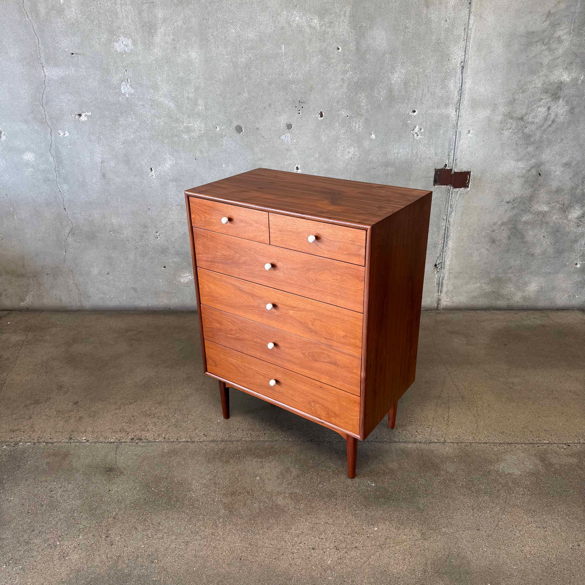 Mid Century Modern Walnut Highboy Dresser By Kipp Stewart For Drexel Declaration