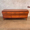 Vintage Mid Century Modern Walnut Nine Drawer Dresser By Dixie