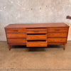 Vintage Mid Century Modern Walnut Nine Drawer Dresser By Dixie