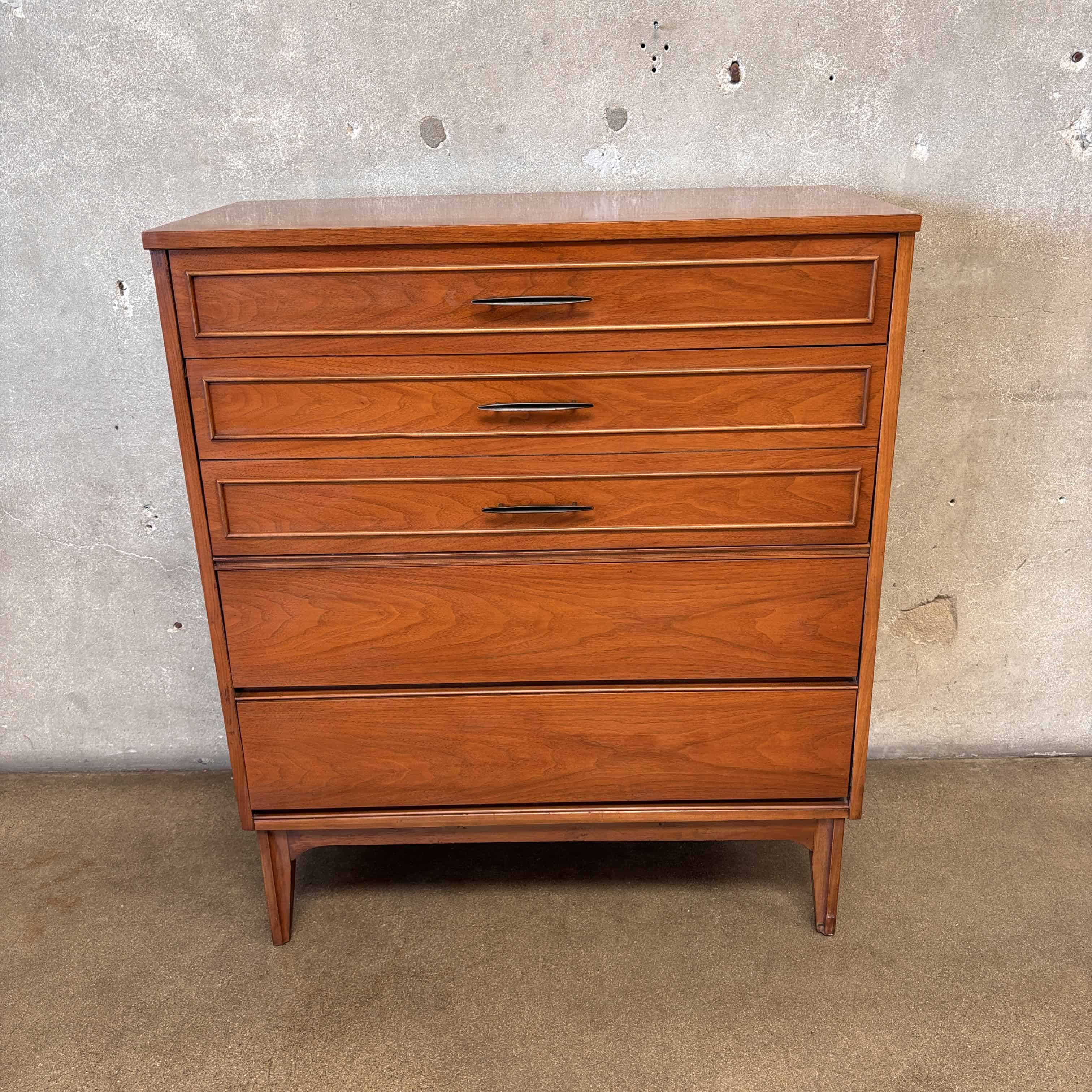 mid century modern dresser walnut Tall Modern Dresser in Walnut - Solid Wood