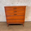 Vintage Mid Century Modern Walnut Highboy Four Drawer Dresser By Dixie