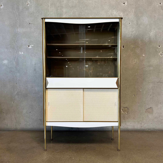 Mid Century Modern 1950s - 1960s White/Gold Cabinet
