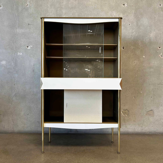 Mid Century Modern 1950s - 1960s White/Gold Cabinet