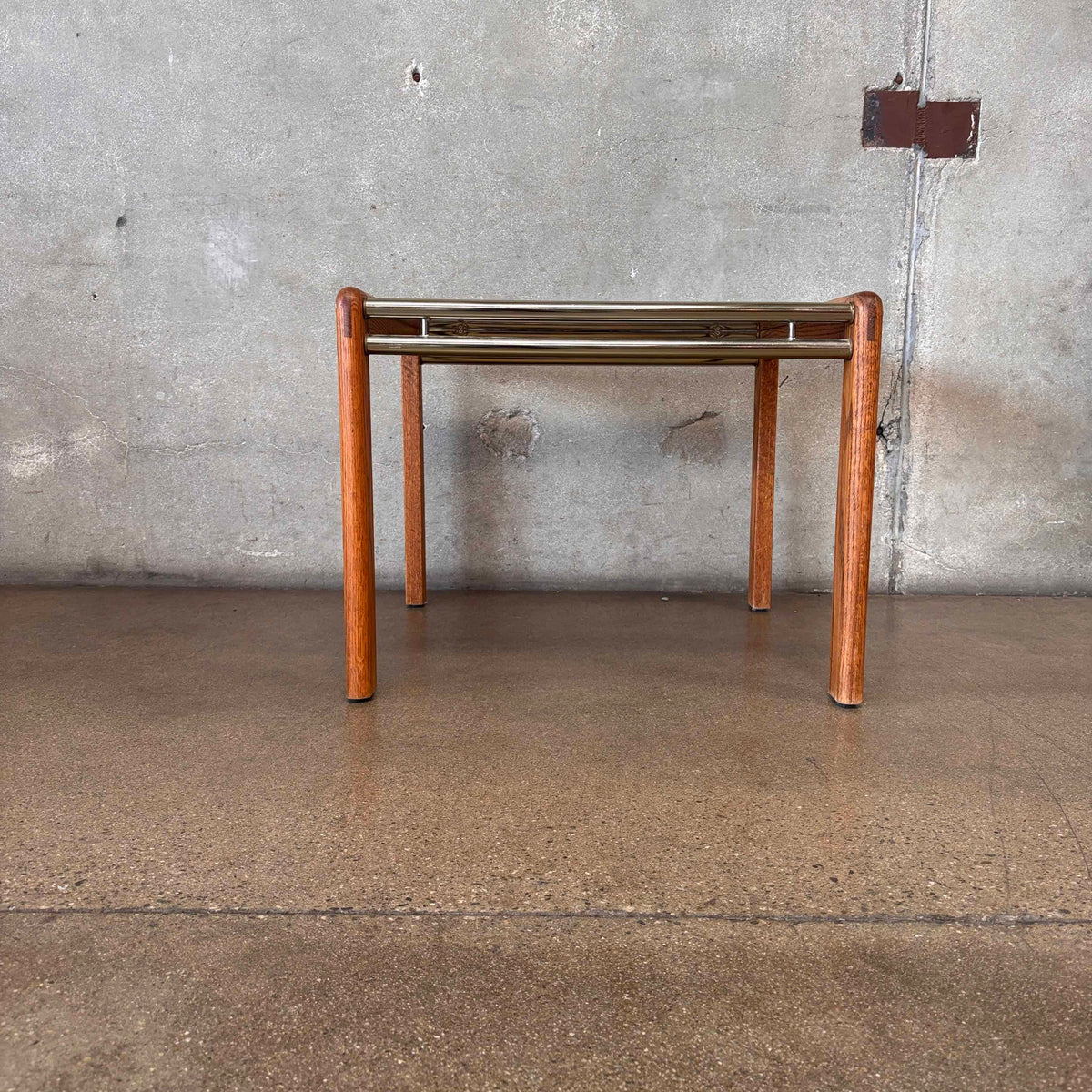 Post Modern Oak + Smoked Glass Side Table