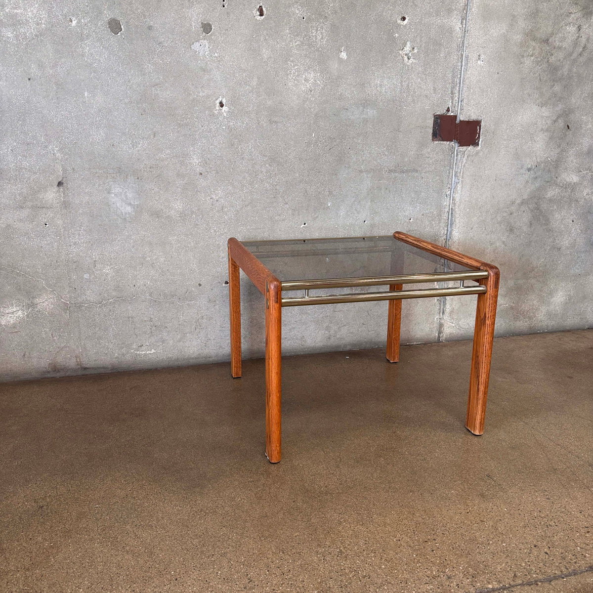 Post Modern Oak + Smoked Glass Side Table