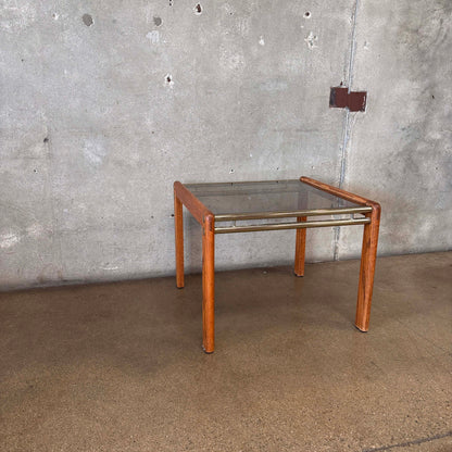 Post Modern Oak + Smoked Glass Side Table