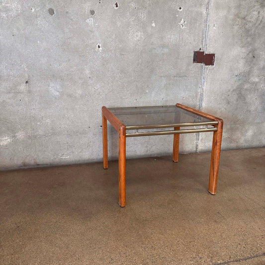 Post Modern Oak + Smoked Glass Side Table