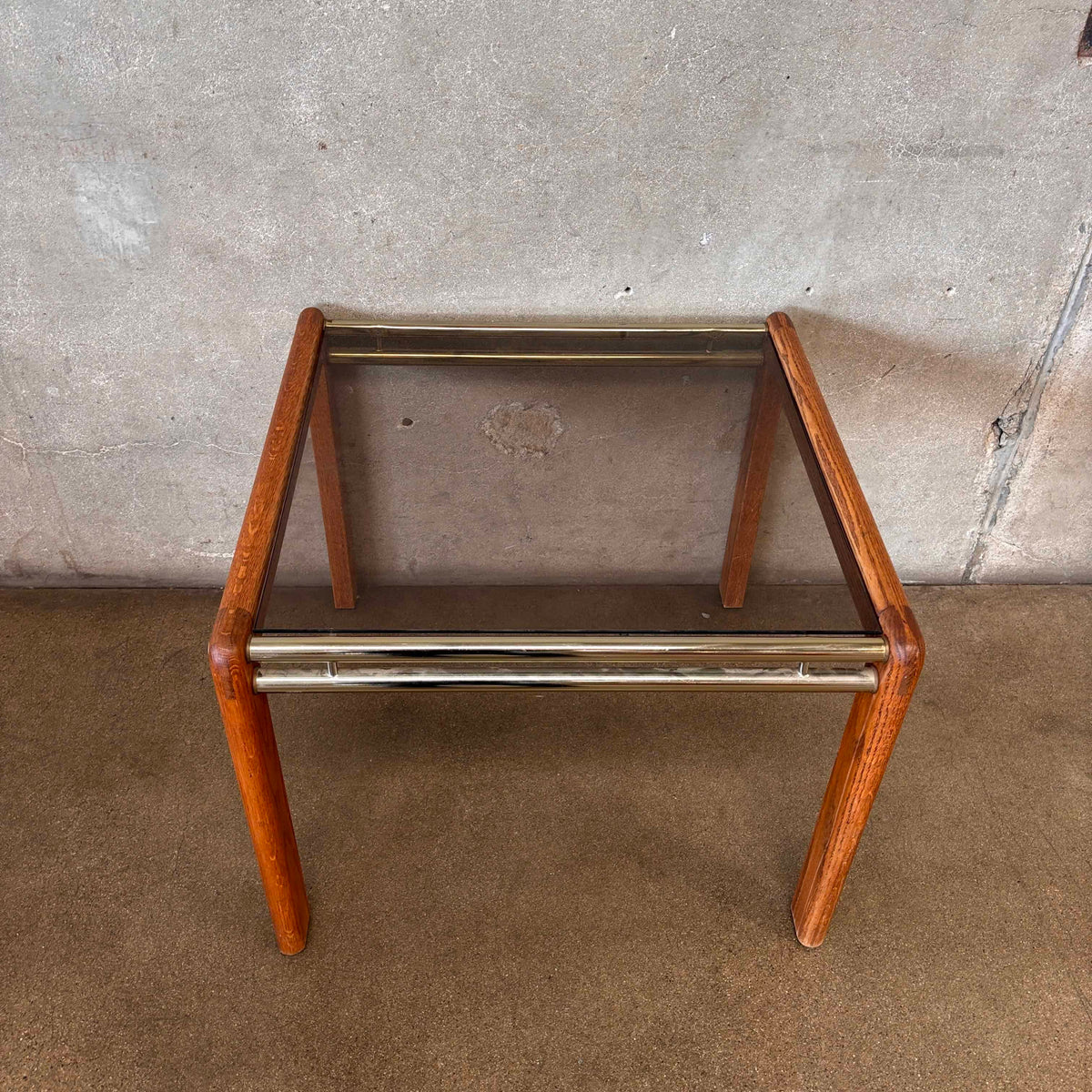 Post Modern Oak + Smoked Glass Side Table