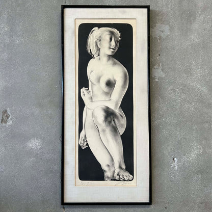 Lithograph of "Girl with Raised Knee" by Hans Erni (1909 - 2015) Switzerland
