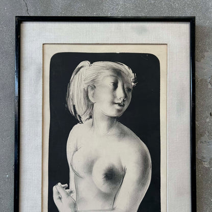 Lithograph of "Girl with Raised Knee" by Hans Erni (1909 - 2015) Switzerland